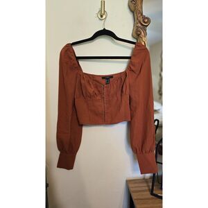 F21 Brown Milkmaid Top | Size M